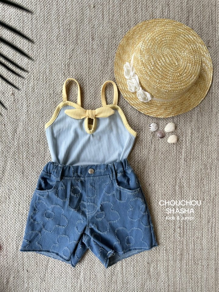 Chouchou Shasha - Korean Children Fashion - #discoveringself - Summer Flower Denim Pants - 2