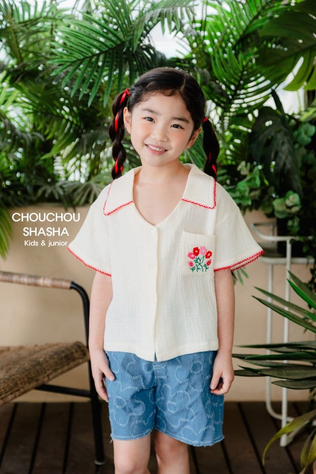 Chouchou Shasha - Korean Children Fashion - #fashionkids - Summer Flower Denim Pants - 3