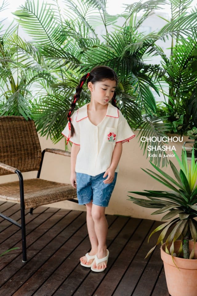 Chouchou Shasha - Korean Children Fashion - #fashionkids - Summer Flower Denim Pants - 4