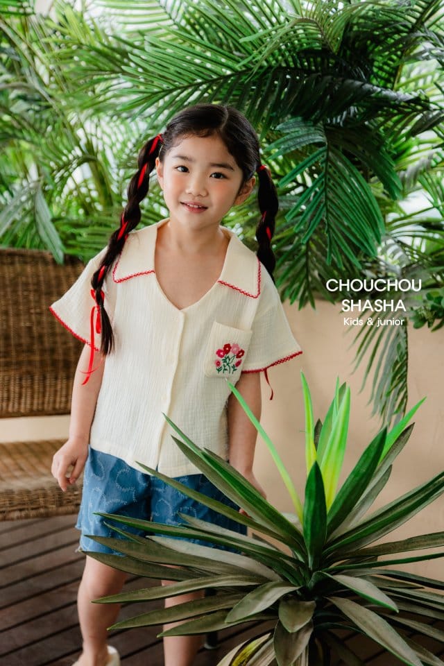 Chouchou Shasha - Korean Children Fashion - #kidzfashiontrend - Summer Flower Denim Pants - 6