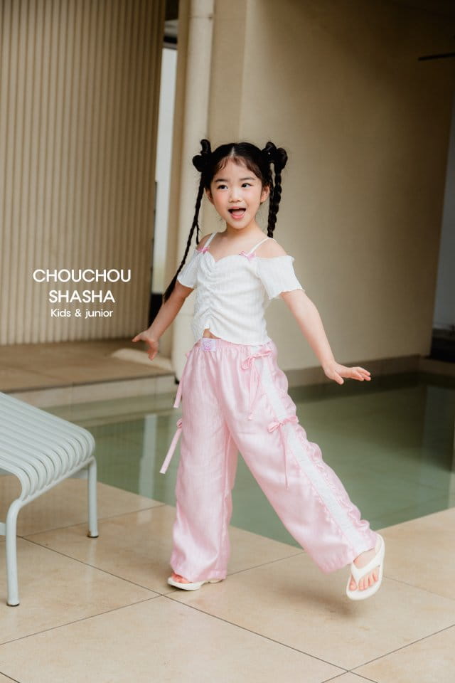 Chouchou Shasha - Korean Children Fashion - #magicofchildhood - Ribbon Off Shoulder Tee - 10