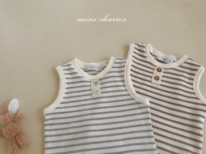 Churros - Korean Children Fashion - #kidsshorts - St Waffle Button Tee - 2