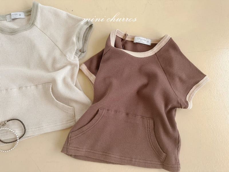 Churros - Korean Children Fashion - #kidsstore - Waffle Pocket Tee - 10