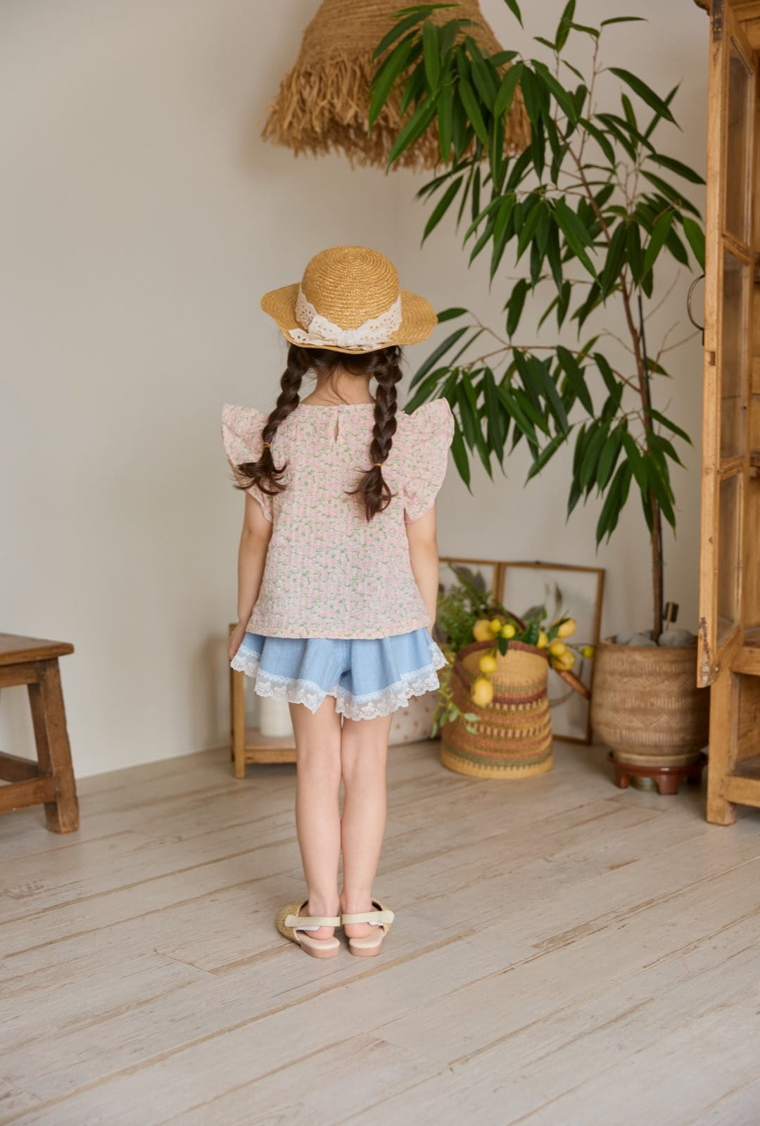 Coco Rabbit - Korean Children Fashion - #kidsshorts - Flower Frill Square Blouse