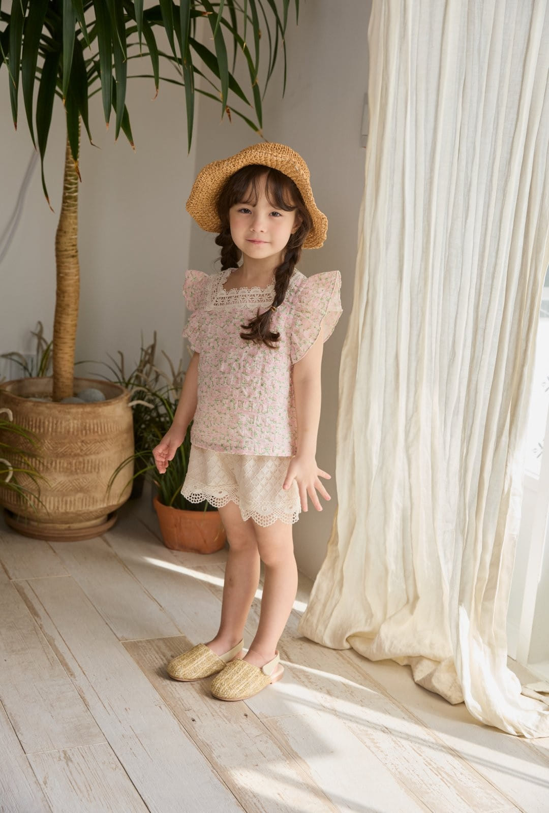 Coco Rabbit - Korean Children Fashion - #minifashionista - Flower Frill Square Blouse - 7