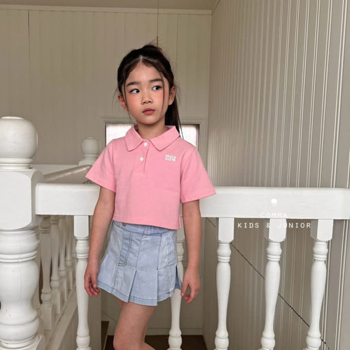 Comma - Korean Children Fashion - #childrensboutique - Denim Wrinkle Skirt