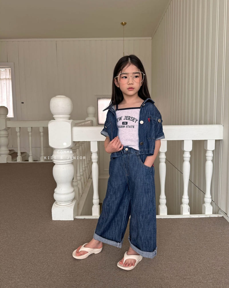 Comma - Korean Children Fashion - #designkidswear - L Denim Crop Shirt - 5
