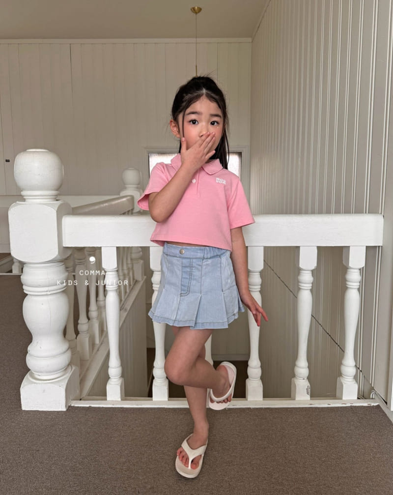 Comma - Korean Children Fashion - #kidsshorts - Denim Wrinkle Skirt - 5