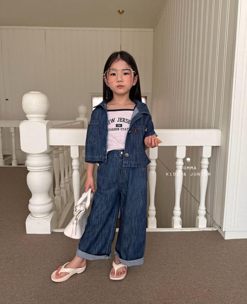 Comma - Korean Children Fashion - #kidsstore - L Denim Crop Shirt - 9