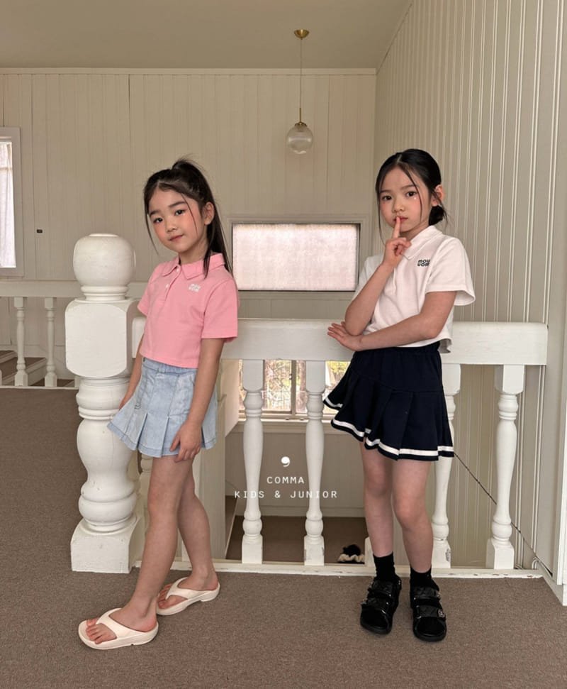 Comma - Korean Children Fashion - #kidsstore - Denim Wrinkle Skirt - 6