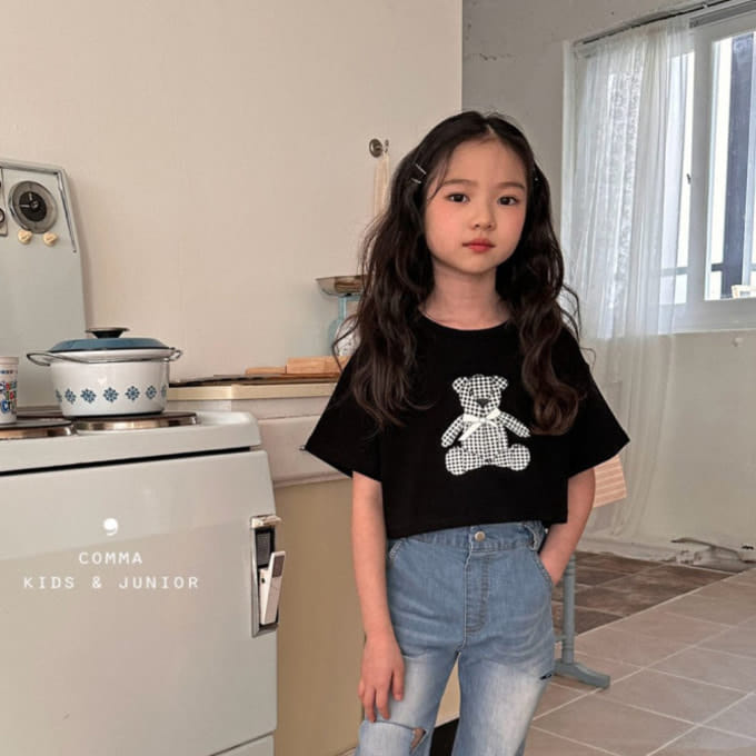 Comma - Korean Children Fashion - #kidzfashiontrend - Check Bear Tee