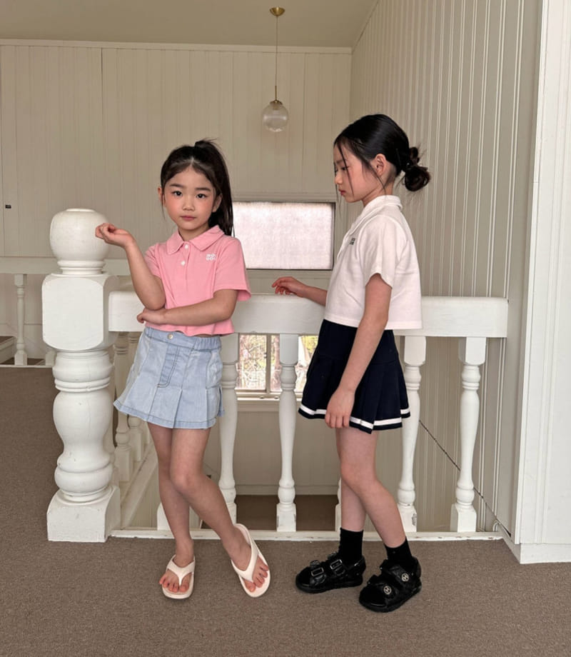 Comma - Korean Children Fashion - #kidzfashiontrend - Denim Wrinkle Skirt - 7