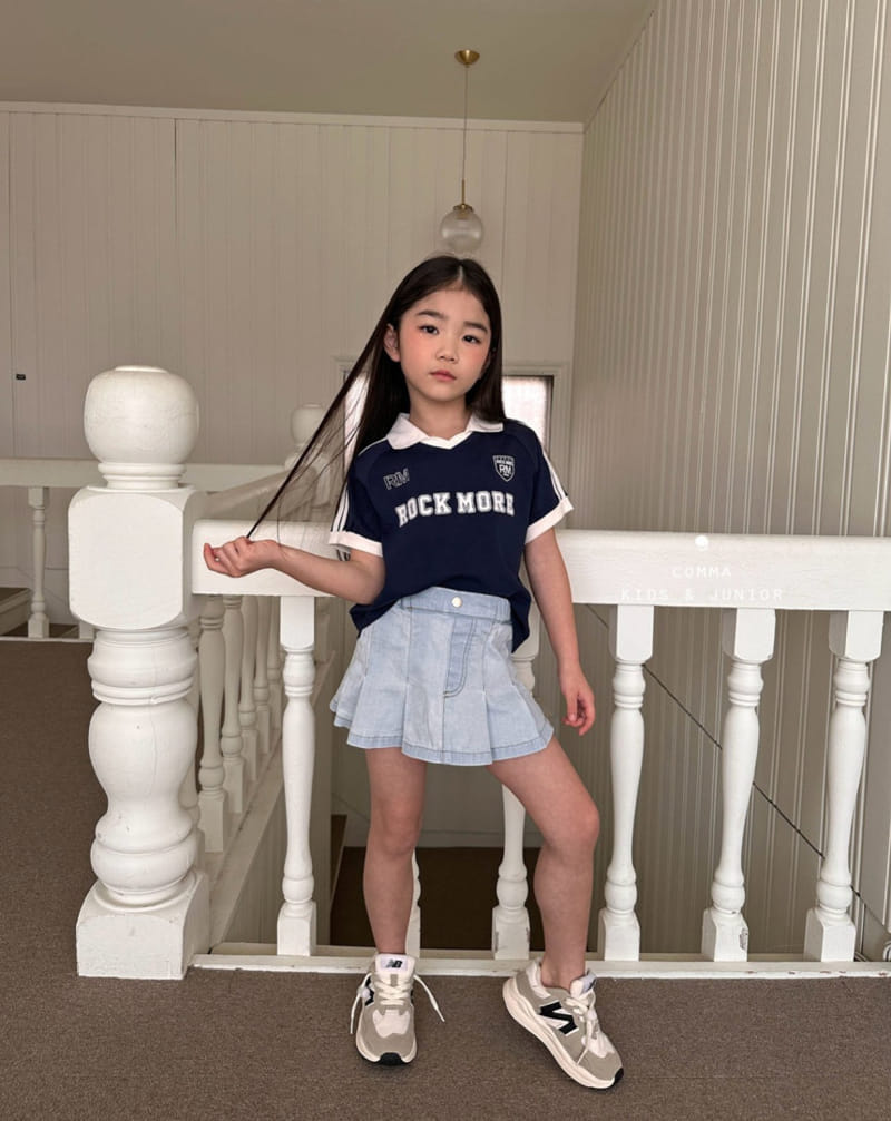 Comma - Korean Children Fashion - #littlefashionista - Denim Wrinkle Skirt - 9