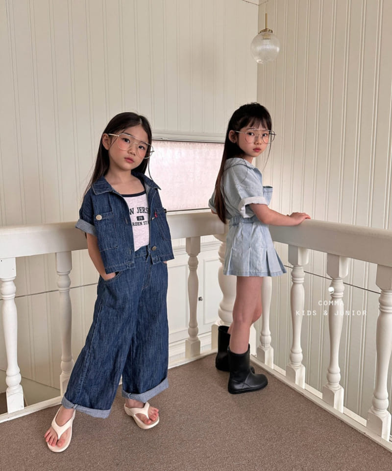 Comma - Korean Children Fashion - #stylishchildhood - L Denim Crop Shirt - 2