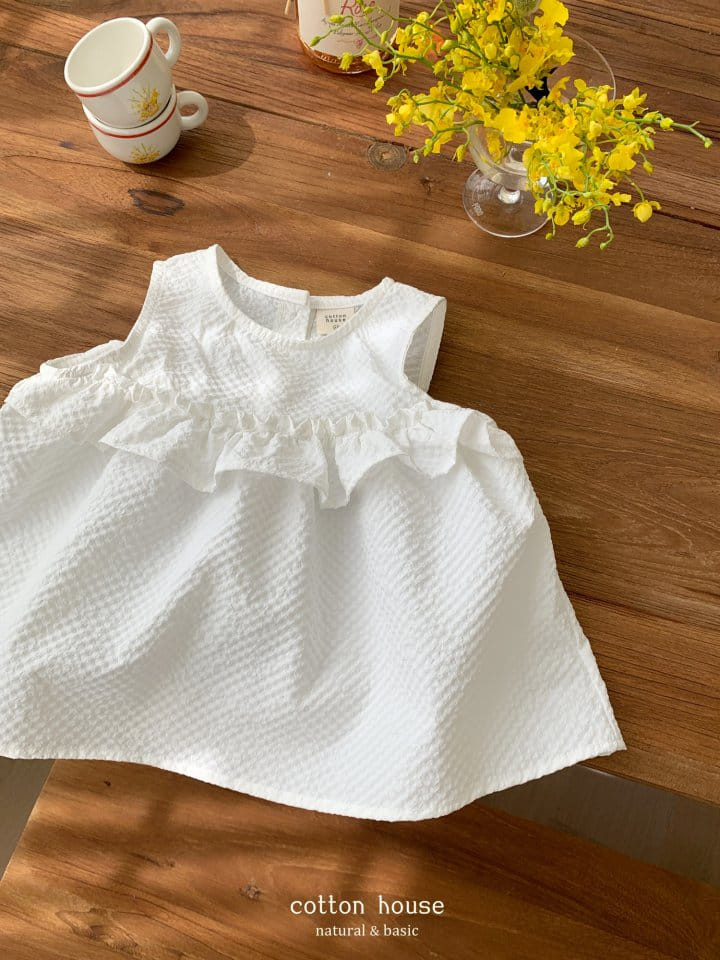 Cotton House - Korean Children Fashion - #fashionkids - Sleeveless Frill Blouse - 2
