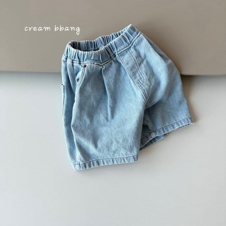 Cream Bbang - Korean Children Fashion - #kidsshorts - Vanilla Denim Baggy Shorts