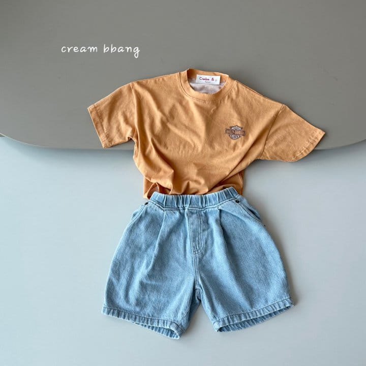 Cream Bbang - Korean Children Fashion - #kidzfashiontrend - Vanilla Denim Baggy Shorts - 3