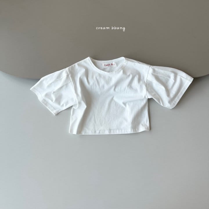 Cream Bbang - Korean Children Fashion - #littlefashionista - Sleeve Wrinkle Crop Tee