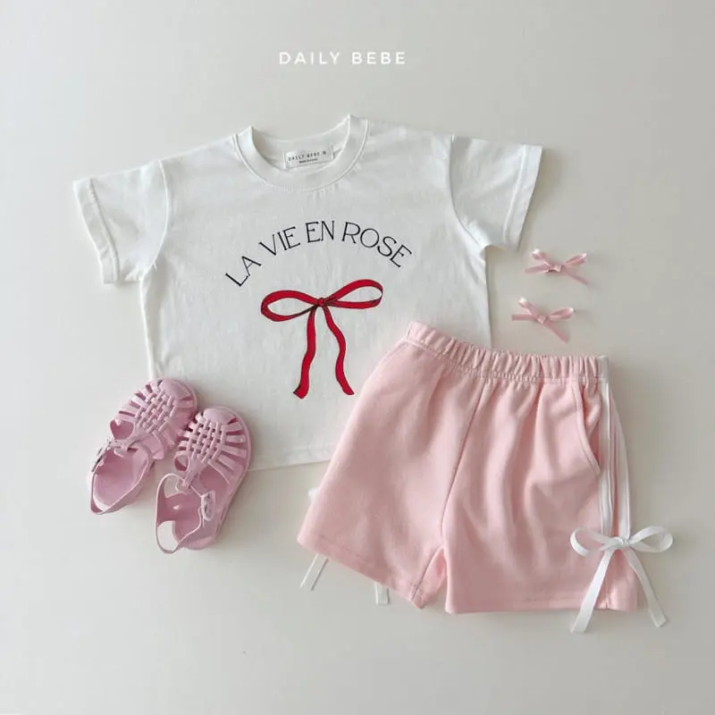 Daily Bebe - Korean Children Fashion - #kidsshorts - Lavien Ribbon Tee - 3