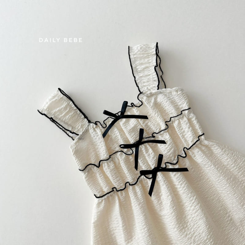 Daily Bebe - Korean Children Fashion - #todddlerfashion - Petite Ribbon One-Piece - 4