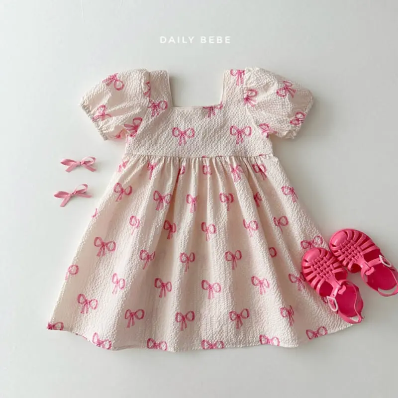 Daily Bebe - Korean Children Fashion - #toddlerclothing - Ribbon Square One-Piece