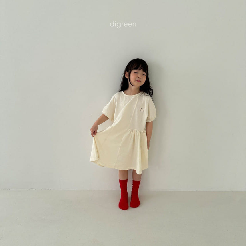 Digreen - Korean Children Fashion - #kidsshorts - Heart One-Piece - 6