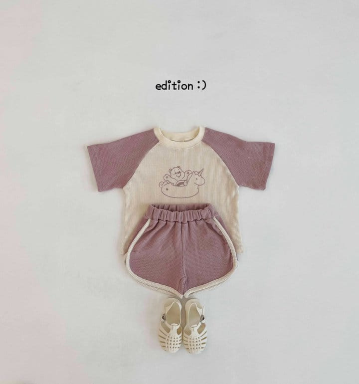 Edition - Korean Children Fashion - #discoveringself - Waffle Bear Top Bottom Set - 2