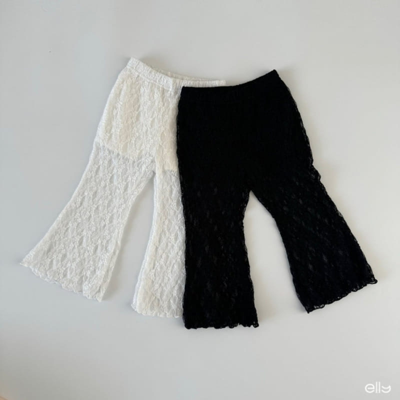 Ellymolly - Korean Children Fashion - #Kfashion4kids - See Through Lace Boots Cut Pants - 2