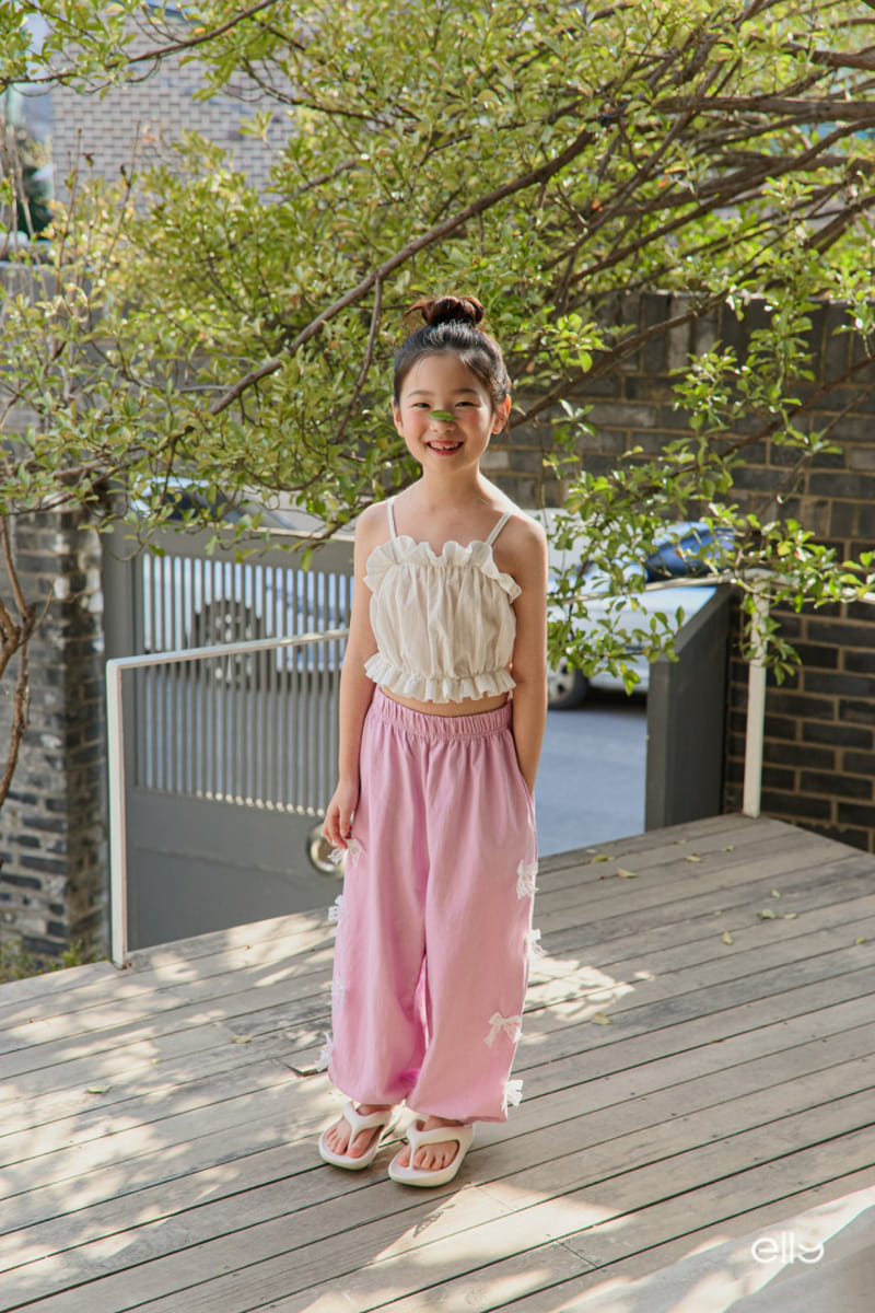 Ellymolly - Korean Children Fashion - #childofig - Lace Ribbon Jogger Pants - 5