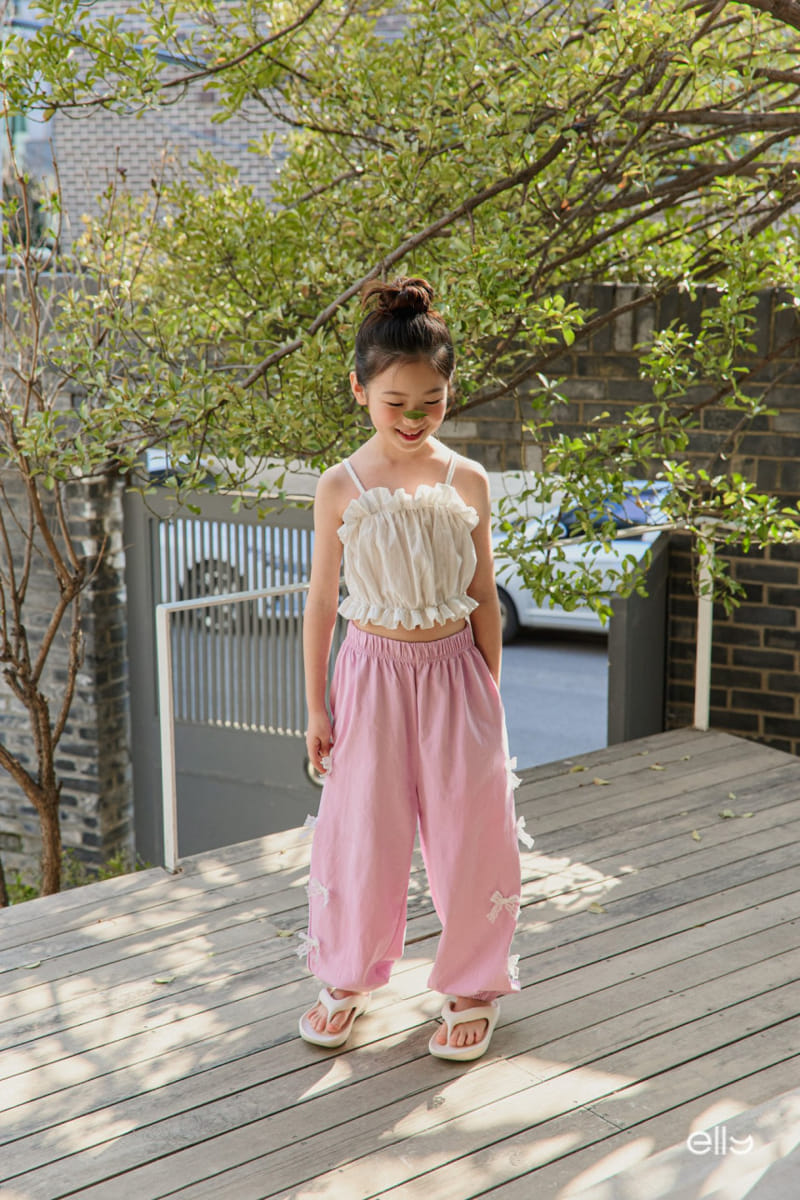 Ellymolly - Korean Children Fashion - #childofig - Lace Ribbon Jogger Pants - 6