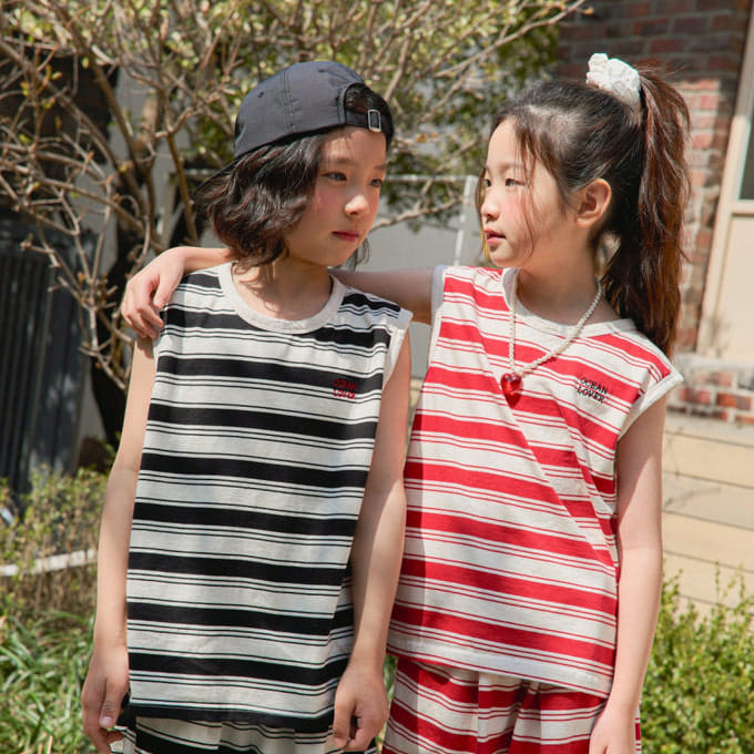 Ellymolly - Korean Children Fashion - #designkidswear - Ocean ST Sleeveless Tee