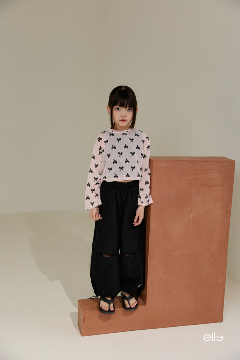 Ellymolly - Korean Children Fashion - #fashionkids - Ribbon See Through Long Sleeve Tee - 10