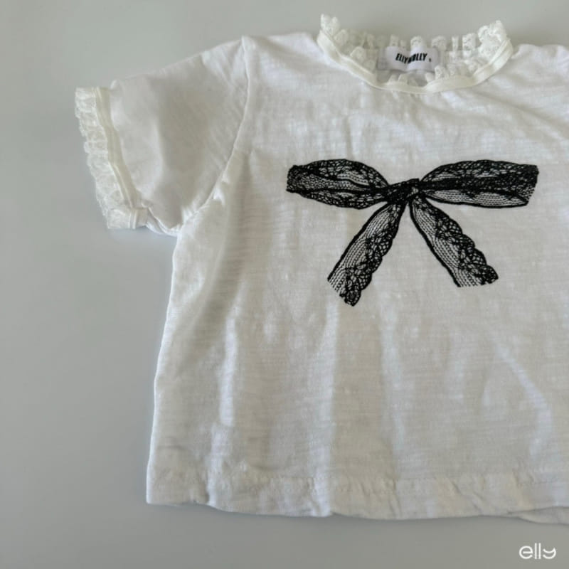 Ellymolly - Korean Children Fashion - #fashionkids - Slop Lace Ribbon Tee - 8