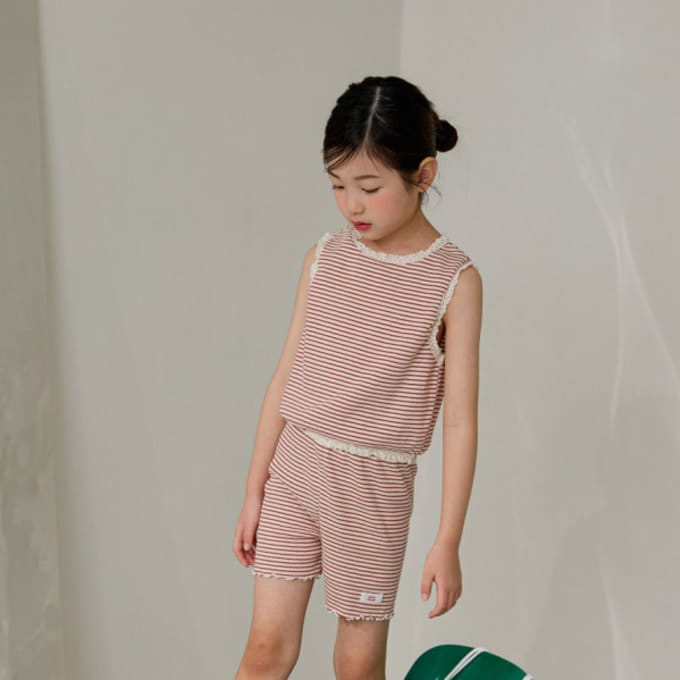 Ellymolly - Korean Children Fashion - #fashionkids - Latte Frill ST Sleeveless Tee