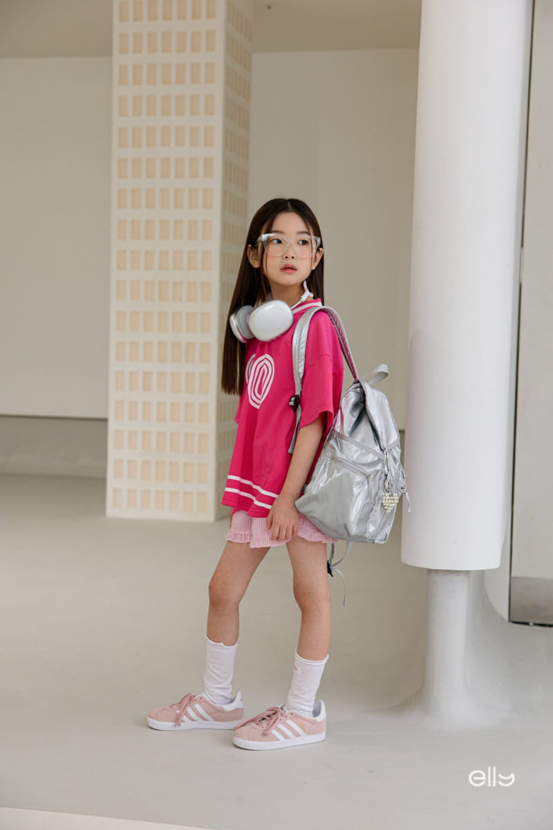 Ellymolly - Korean Children Fashion - #kidsshorts - Mesh V Neck Tee - 10