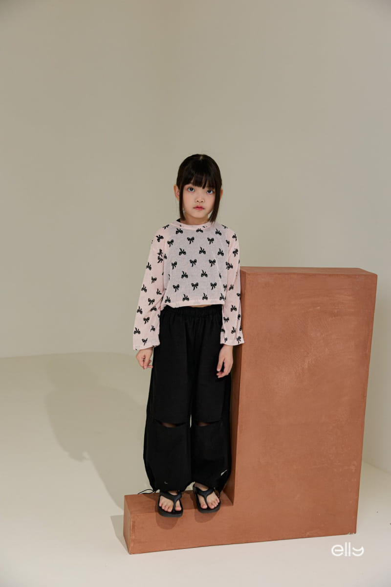 Ellymolly - Korean Children Fashion - #kidsshorts - Ribbon See Through Long Sleeve Tee - 11