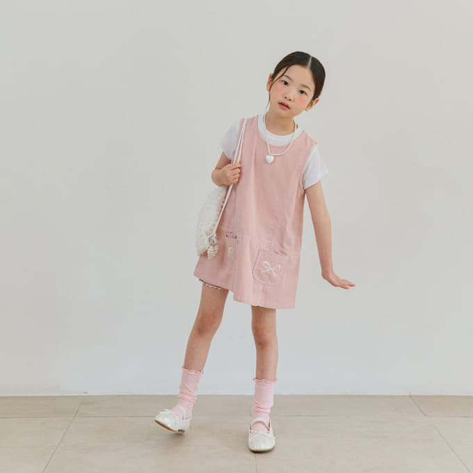 Ellymolly - Korean Children Fashion - #kidsshorts - Pocket Ribbon One-Piece