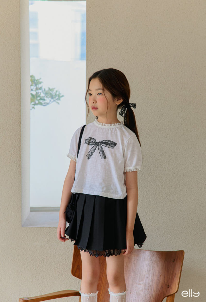 Ellymolly - Korean Children Fashion - #kidsstore - Slop Lace Ribbon Tee - 10