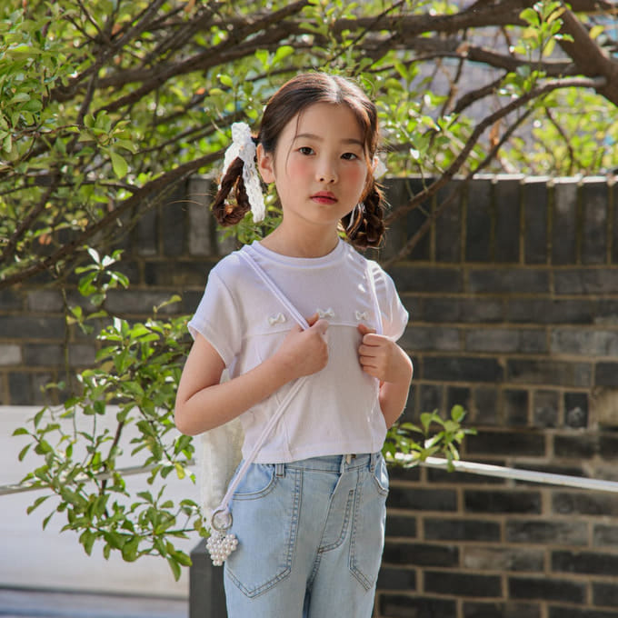 Ellymolly - Korean Children Fashion - #kidzfashiontrend - Rib Ribbon Tee