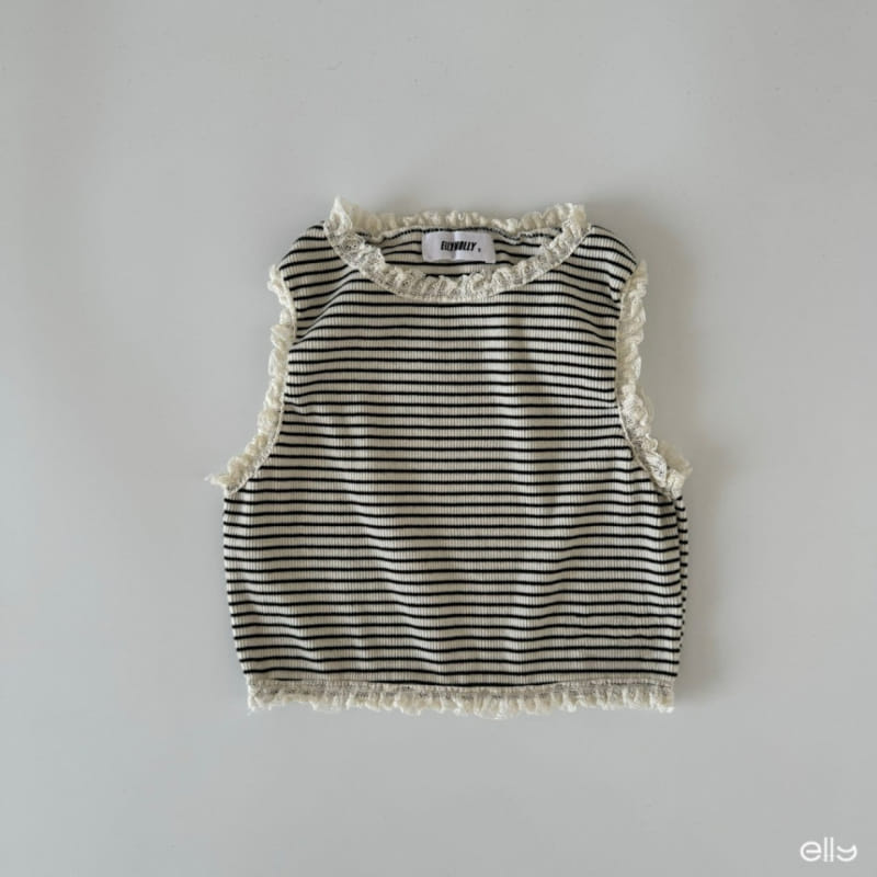 Ellymolly - Korean Children Fashion - #kidsstore - Latte Frill ST Sleeveless Tee - 4