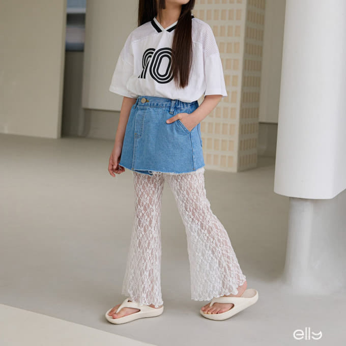 Ellymolly - Korean Children Fashion - #kidzfashiontrend - See Through Lace Boots Cut Pants