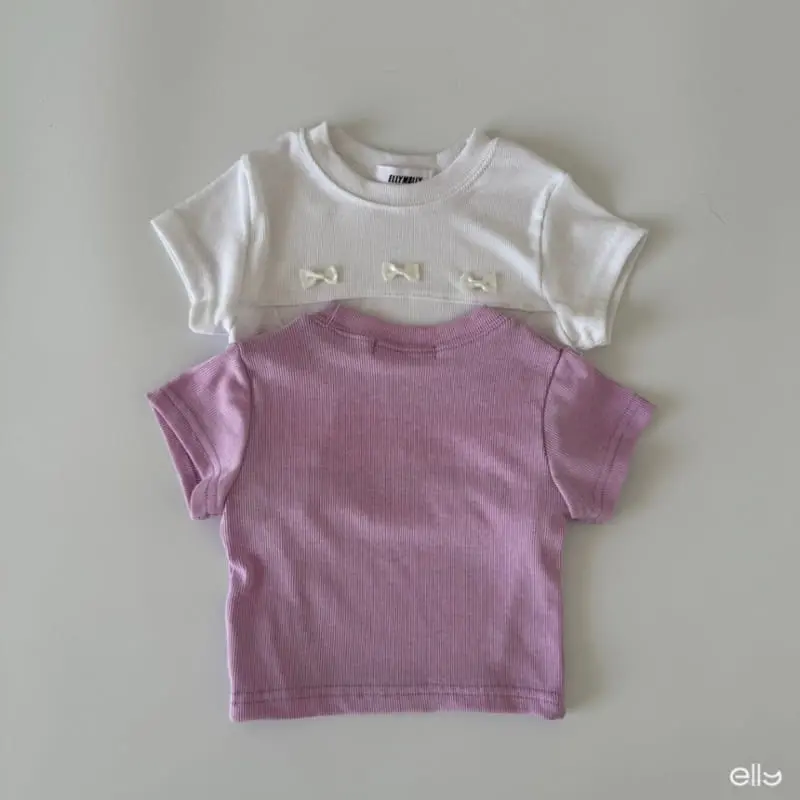 Ellymolly - Korean Children Fashion - #littlefashionista - Rib Ribbon Tee - 4
