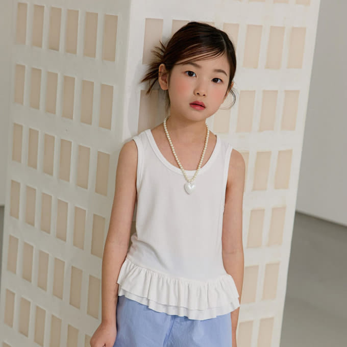 Ellymolly - Korean Children Fashion - #magicofchildhood - Ccomo Frill Span Sleeveless Tee