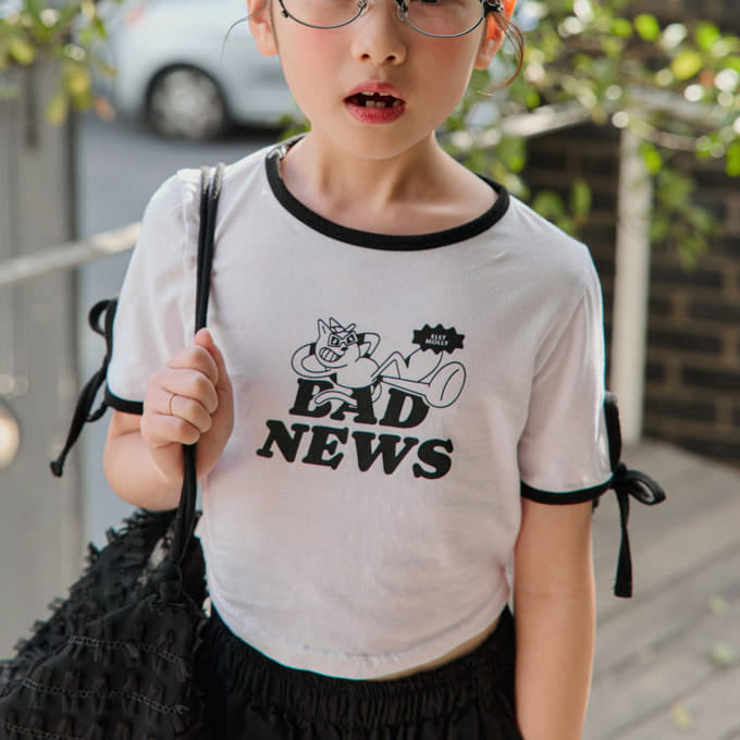 Ellymolly - Korean Children Fashion - #magicofchildhood - Sleeve Ribbon Crop Tee