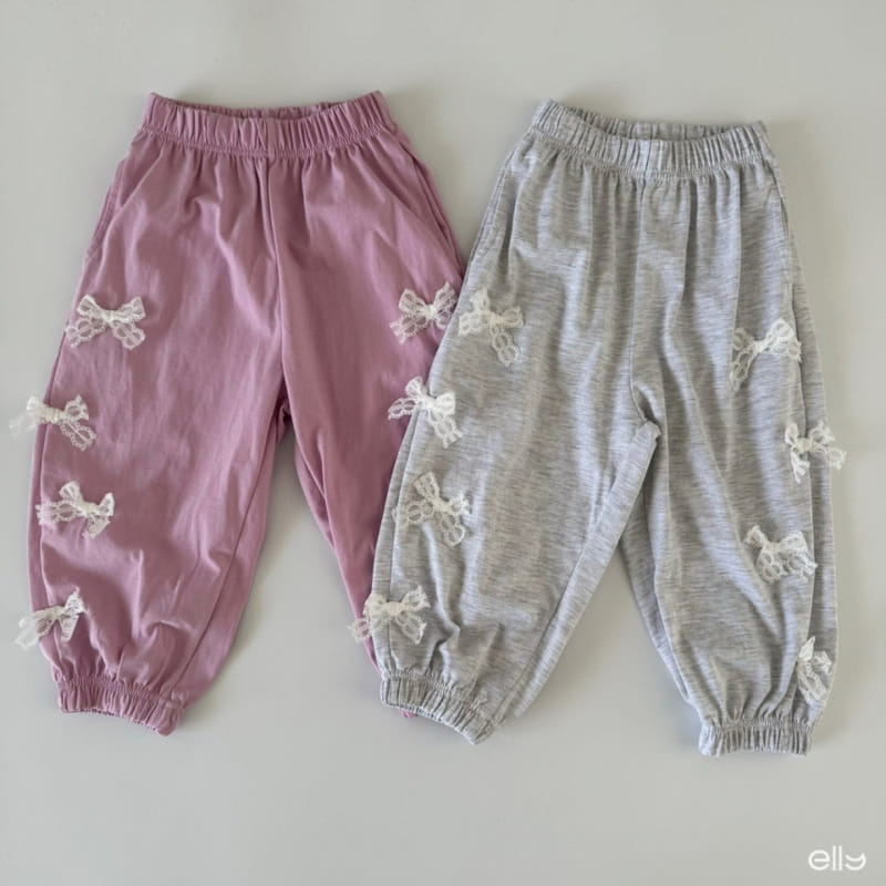 Ellymolly - Korean Children Fashion - #magicofchildhood - Lace Ribbon Jogger Pants - 2