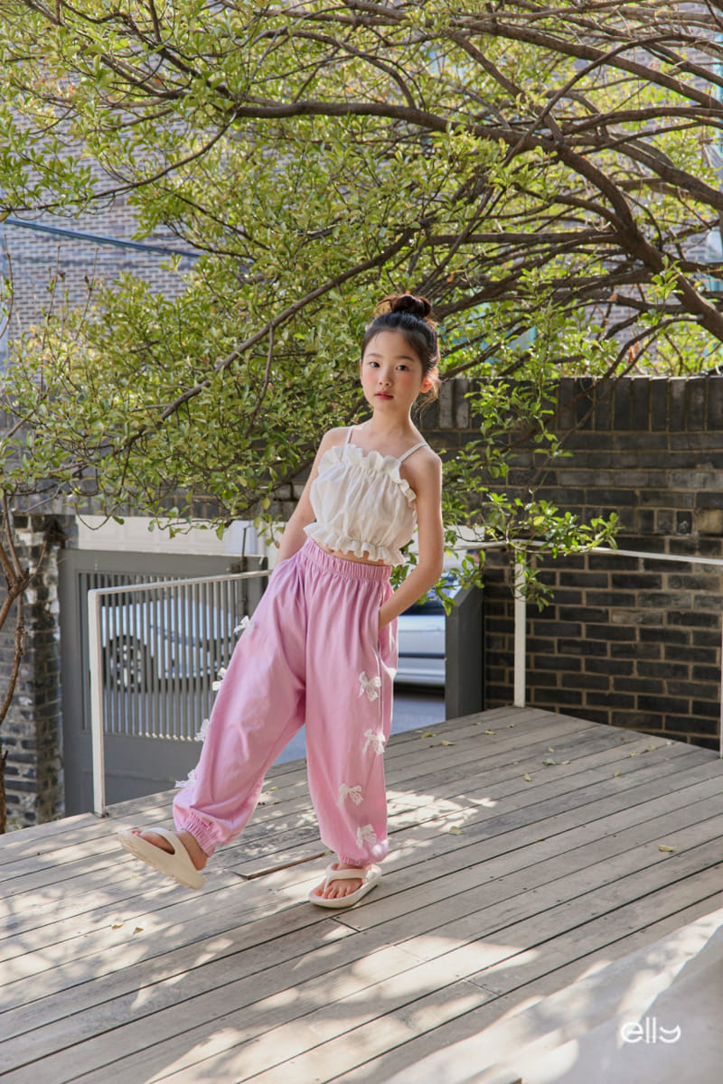 Ellymolly - Korean Children Fashion - #minifashionista - Lace Ribbon Jogger Pants - 3