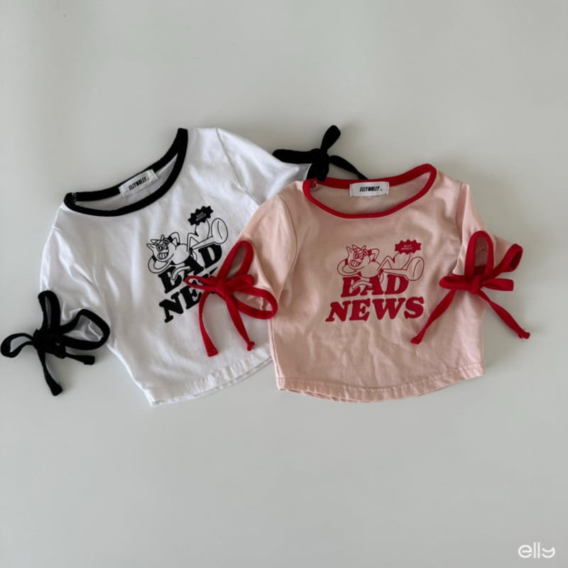 Ellymolly - Korean Children Fashion - #prettylittlegirls - Sleeve Ribbon Crop Tee - 3