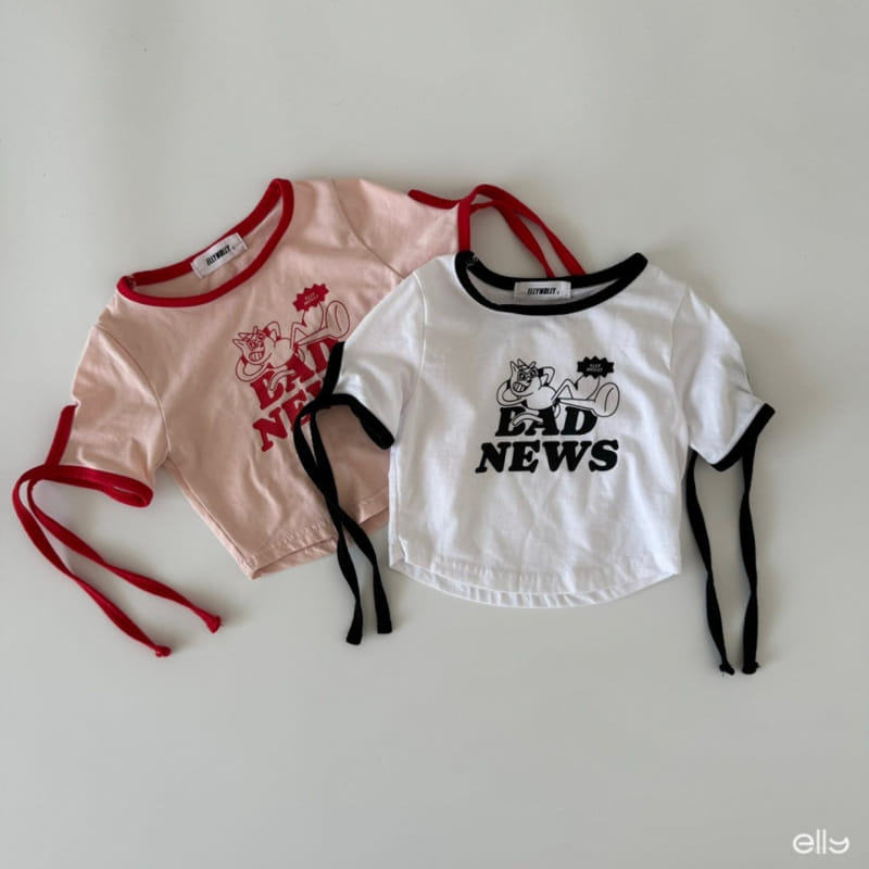 Ellymolly - Korean Children Fashion - #stylishchildhood - Sleeve Ribbon Crop Tee - 6
