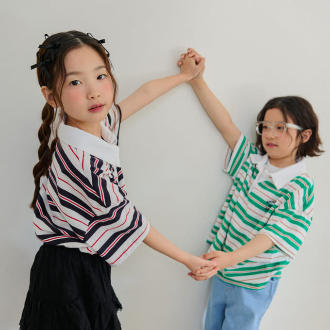 Ellymolly - Korean Children Fashion - #toddlerclothing - Mind Collar Tee