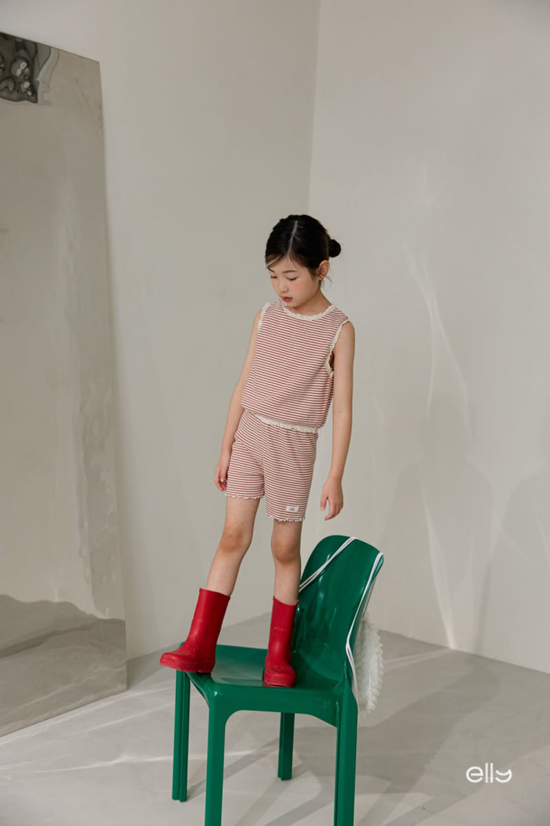 Ellymolly - Korean Children Fashion - #toddlerclothing - Latte Frill ST Sleeveless Tee - 11
